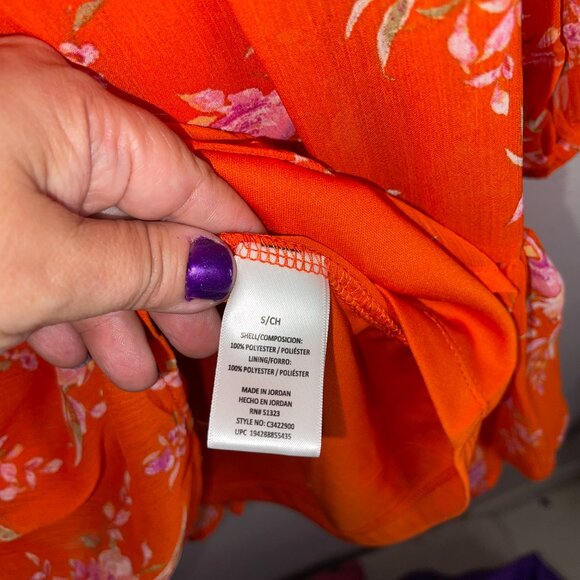 VINCE CAMUTO LADIES THREE TIER MINI DRESS, ORANGE/PINK Sz. Small NWT - Picture 9 of 9